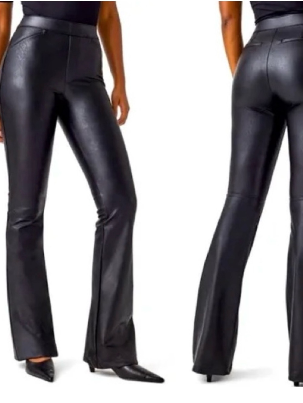 SPANX Faux Leather High-Rise Bootcut Pants - Black